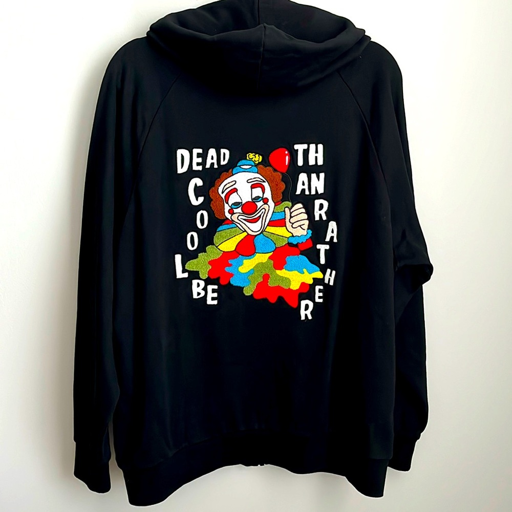 Rather Be Dead Than Cool Zip Up Hoodie Size Medium